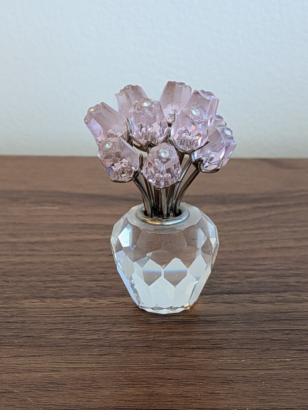 Swarovski Crystal A Dozen Pink Roses in vase Figurine Secret Garden Flower